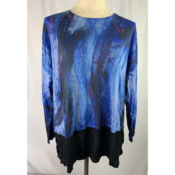 Medium Jessie and Jane Women's Blue Brushstroke Top Made in USA - Picture 2 of 8